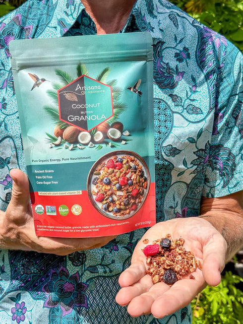 D3, 10 oz Artisana Organics Coconut Granola - Gluten-Free, Vegan, Low Glycemic, Organic, Palm Oil-Free, Ancient Grains