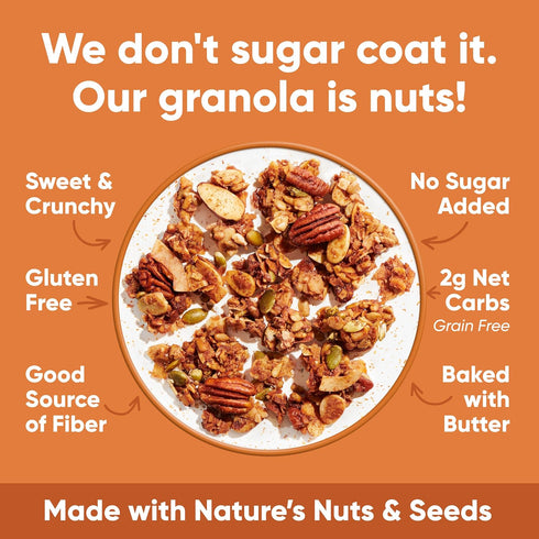 8 oz. 3 Count NuTrail Nut Granola Cereal, Cinnamon Pecan, No Sugar Added, Gluten Free, Grain Free, Keto, Low Carb