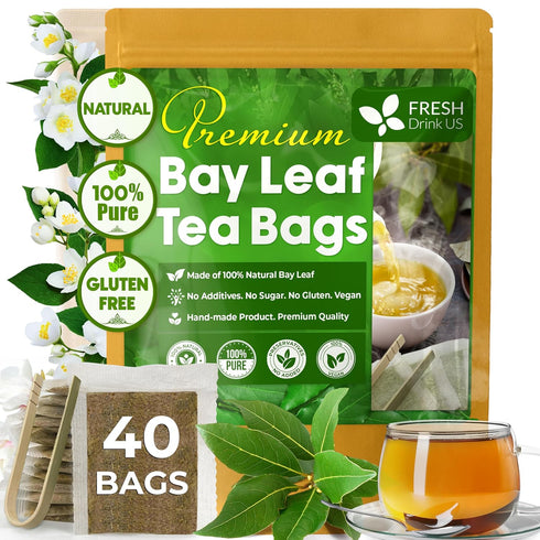 FreshDrinkUS, Premium 40 Bay Leaf Tea Bags, 100% Natural & Pure from