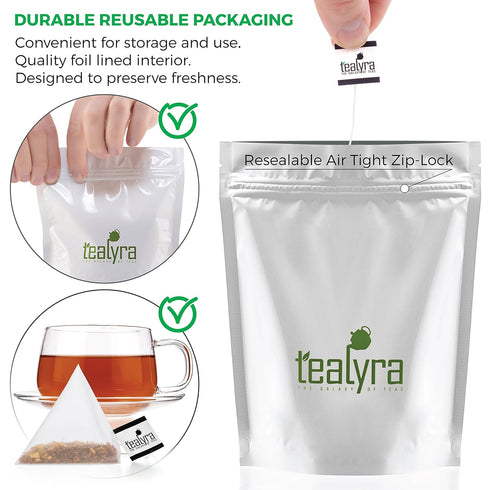 Tealyra Rooibos Coconut Vanilla Chai - 25 Bags, Ginger Cinnamon, Caffeine-Free Herbal Loose Leaf Tea Sachets