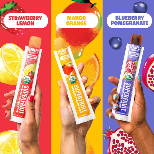 (Pack 50) DeeBee's Organics Classic SuperFruit Freezie Pops, No Added Sugars, No Artificial Flavors or Colors