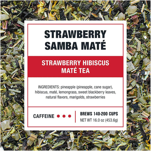 200 16oz Tiesta Tea - Strawberry Samba Mate, Loose Leaf, Strawberry Hibiscus Mate Tea, High Caffeinated Fruit Blend