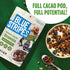 4g 7 oz Blue Stripes Whole Cacao Granola - Gluten Free Dark Chocolate Granola for Cereal, Oatmeal, Yogurt, Protein Per