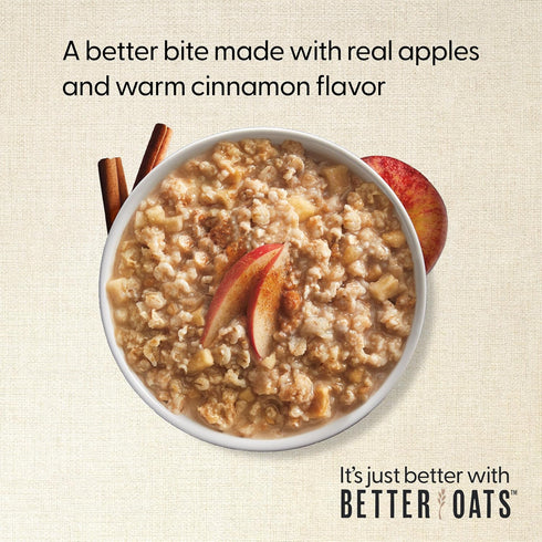 100 Packets, 10 (Pack 6) Better Oats Calorie Apples and Cinnamon Oatmeal Instant Breakfast with Flax Seeds and Natural