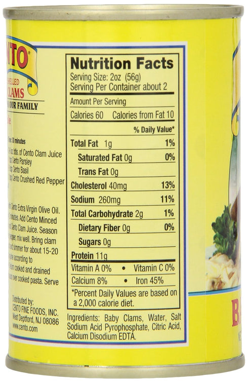 Cento 10-Ounce (Pack 12) Whole Baby Clams, Cans