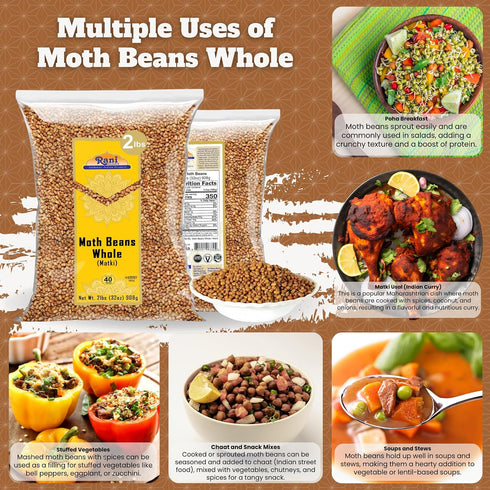 32oz (2lbs) 908g Rani Moth Beans Whole ~ All Natural | Gluten Friendly | Non-GMO | Kosher | Vegan | Indian Origin