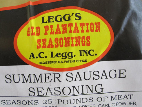 A C Leggs Old Plantation Seasonings Summer 25 lbs Sausage seasoning and Casing Sleeves for of meat. Add venison, beef