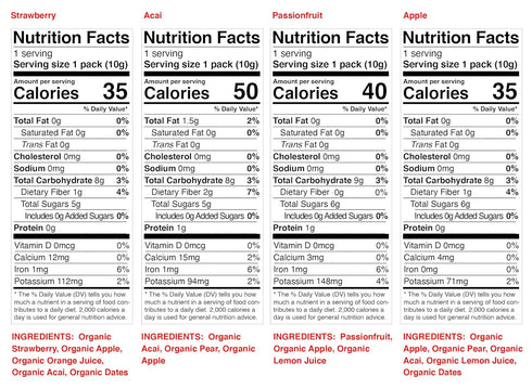 100% pack 12 count) Peaceful Fruits Fruit Strips (Variety (strawberry, acai, passionfrt, apple)
