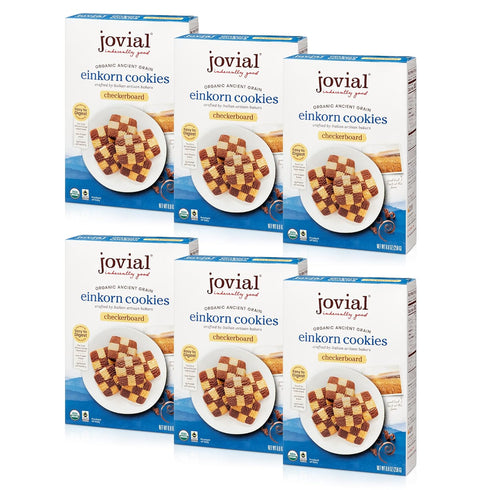 Jovial Organic Einkorn Checkerboard Cookies - 8.8 Oz, 6 Pack, High Protein, Low Carb, All Natural Ingredients