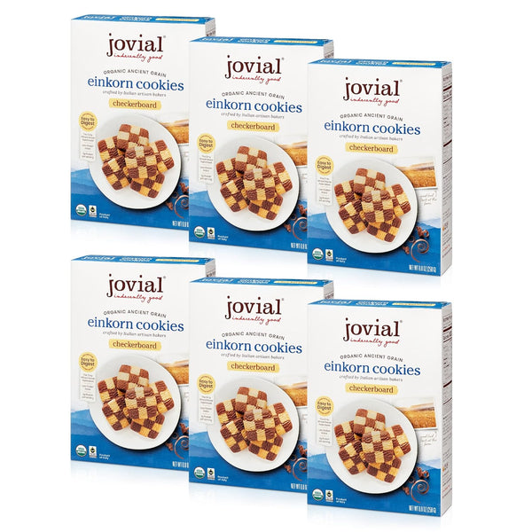 Jovial Organic Einkorn Checkerboard Cookies - 8.8 Oz, 6 Pack, High Protein, Low Carb, All Natural Ingredients