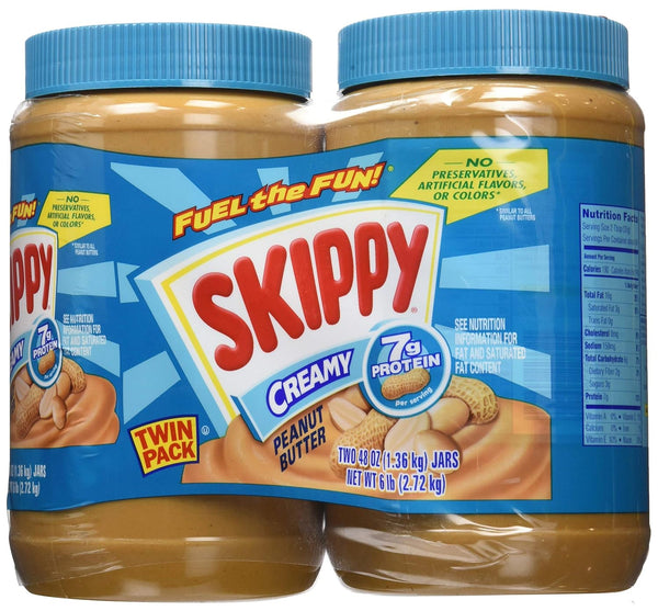 Skippy Creamy Peanut Butter Creamy 2 pack 2 pack 3 Pound (Pack of 2)
