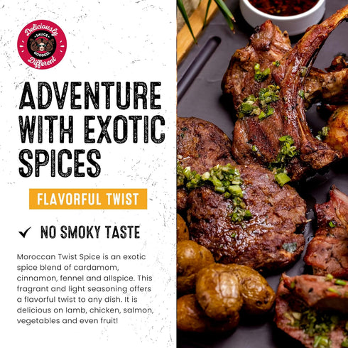 4.5oz Sauce Goddess - Moroccan Twist Spice Shaker - Exotic Blend with Cardamom & Cinnamon, No Sugar, Gluten-Free, Low
