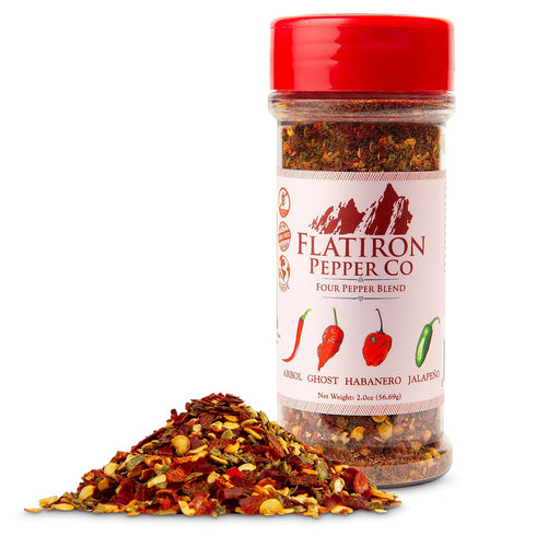 Flatiron Pepper Co - Four Pepper Blend with Premium Red Chile Flakes, Habanero, Jalapeno, Arbol, Ghost Pepper