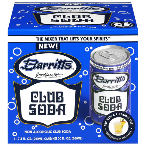 Barritts, Non Alcoholic Club Soda 4 Pack, 30 Fl Oz