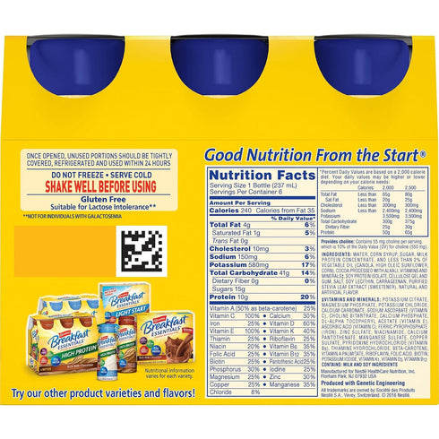 6 Count 8 oz. Carnation Breakfast Essentials Rich Milk Chocolate Nutritional Drink fl. Bottles