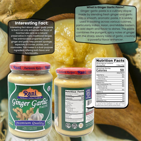 26.5oz (750g) Rani Ginger Garlic Cooking Paste Glass Jar ~ Vegan | Gluten Free | NON-GMO | No Colors | Indian Origin