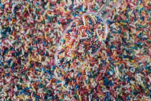 Sweet Evas SHIMMER Topper,Jimmies,Large,Bulk Candy,1.5 LBS Large,1.5 METALLIC PEARL RAINBOW SPRINKLES-Dairy