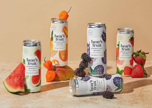 Bear's Fruit Immunity Pack, 100% (12 Oz, Pack 12) Probiotic Sparkling Water w/Gut Health & Benefits, Variety Made