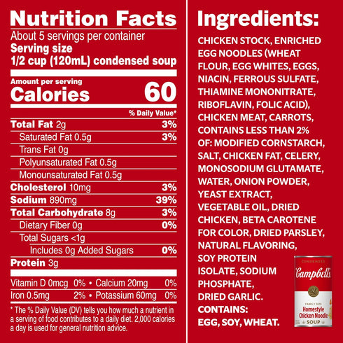22.2 Campbells Condensed Homestyle Chicken Noodle Soup, Family Size, Ounce Can