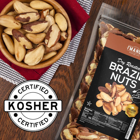 0.50 lb (8 oz) Premium Wild Harvested Dry Roasted Brazil Nuts with Sea Salt, High Selenium, Batch Tested Peanut