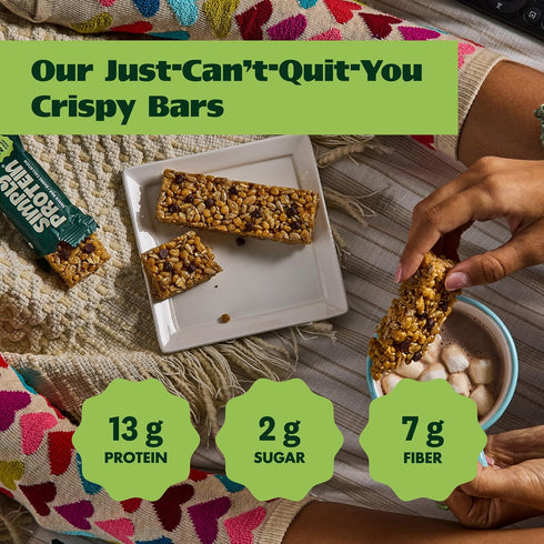 Pack, 3 13g 2g 7g 12 Simply Protein - Crispy Vegan Protein Bars Variety Flavors - Plant Based, Protein Snacks