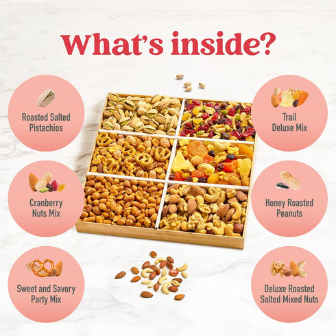 6 Valentines Day Nuts Gift Box Healthy Valentine Gifts for Men Love Heart Shaped Platter and Lid with Assorted Premium