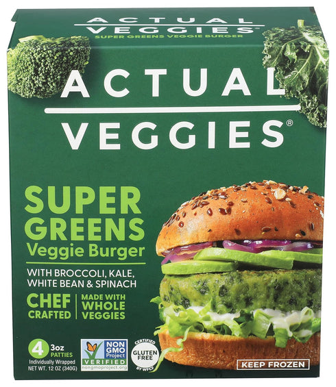 Actual Veggies , Frozen Burger Plant Based Green, 12 Ounce