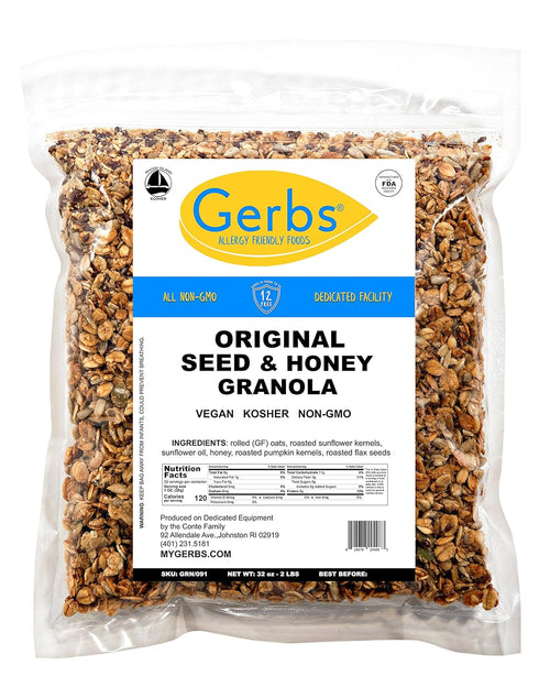 2 LBS. 14 Gerbs Original Seed n' Honey Granola, - Top Food Allergy Free & Non GMO - Keto Safe - Made in Rhode Island