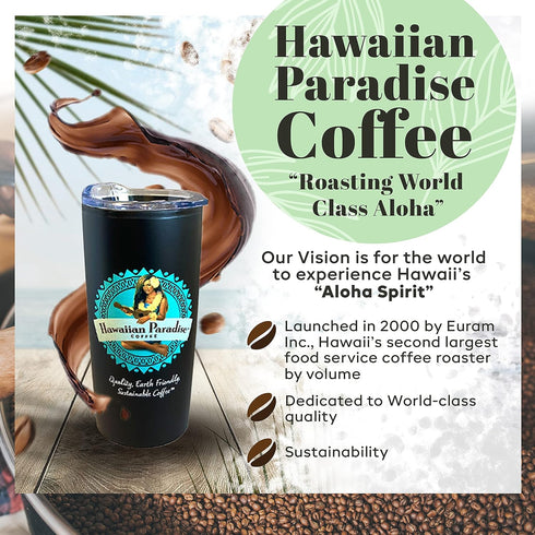 100% 24 Hawaiian Paradise Coffee Ground - Arabica Coffee Premium Medium Roast Flavored Bold Signature Brewed Coffee