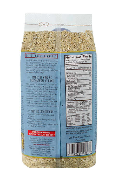 24-ounce (Pack 4) Bob's Red Mill Organic Steel Cut Oats