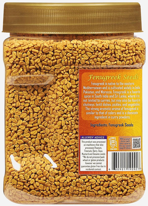 Rani Fenugreek (Methi) Seeds Whole, 25oz (1.56lbs) PET Jar, All Natural, Vegan, Gluten Friendly