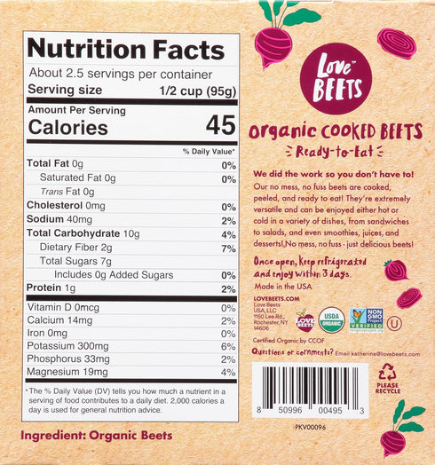 8.8 Oz Love Beets Organic Cooked Beets