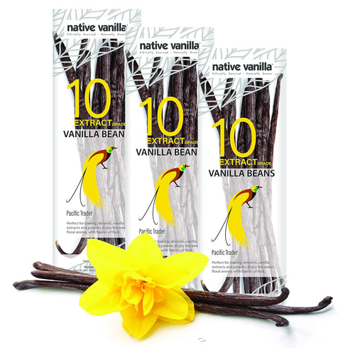 30 Tahitian Vanilla Beans, Premium Grade B Whole Pods for Extract, Cooking, Baking, Vegan & Kosher