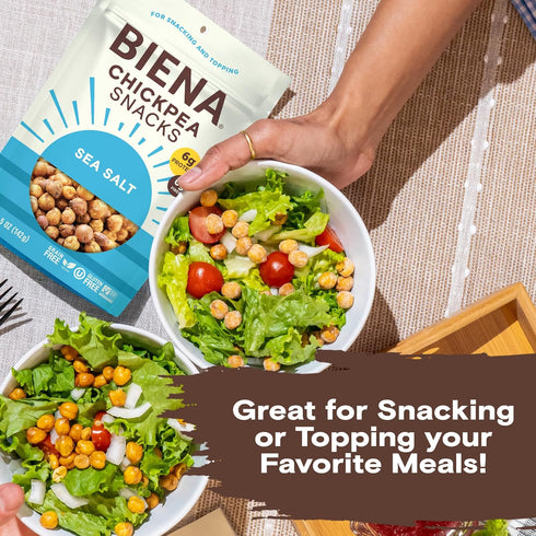 BIENA Chickpea Snacks - Crunchy Roasted Chickpeas, High Fiber Vegan Protein Snacks, Individual Pack