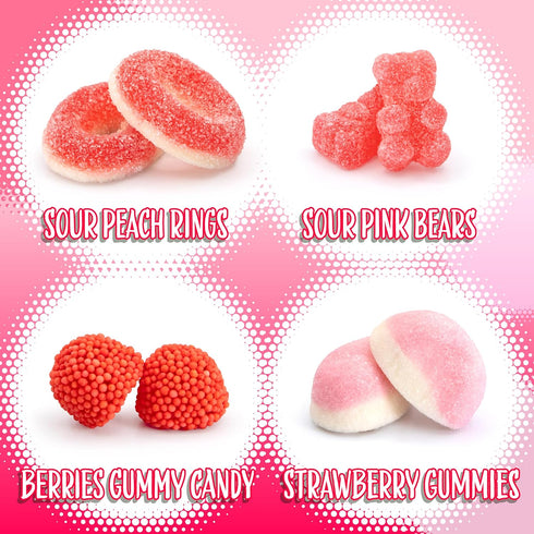 1-Pound Gummy Gummies Gummi Pink Candy Mix | Bag | Its a Girl Candy for Baby Shower Favors | Sweet & Sour for Gender