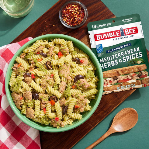 Bumble Bee Mediterranean Herbs & Spices Tuna, 2.5 oz Pouch (Pack of 12) - Wild Caught, Ready to Eat