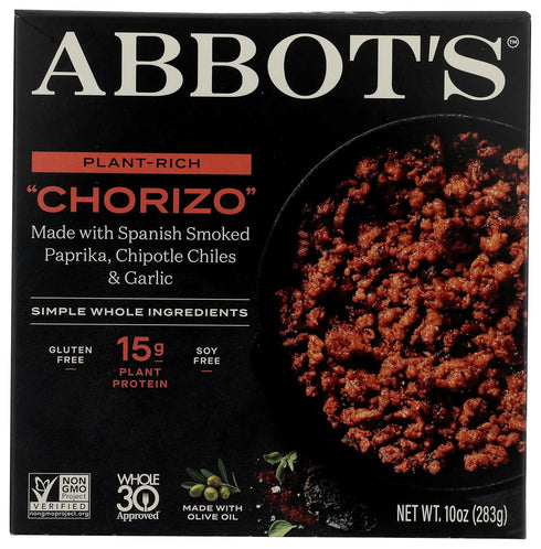 abbot's Plant-Based "Chorizo", Vegan, Gluten-Free, High-Protein