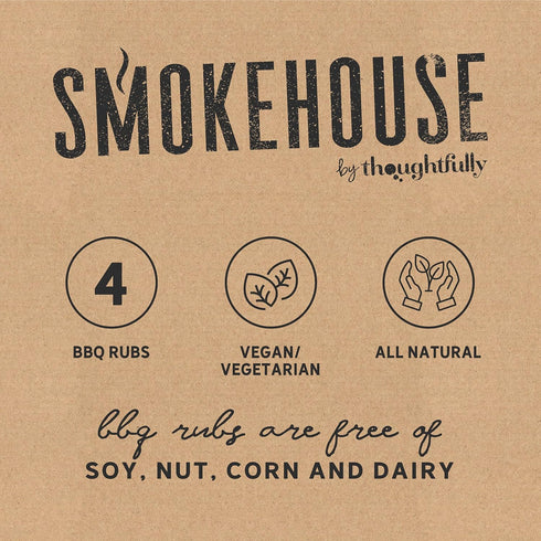 Smokehouse Gift Set by Thoughtfully, Vegan and Vegetarian Barbecue Rubs, Set of 4 Flavors: Cajun, Caribbean, Memphis,