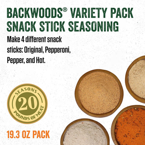 Pack, 20.17 Package Packet LEM Products Backwoods Snack Stick Seasonings Variety Includes Original, Hot, Pepper