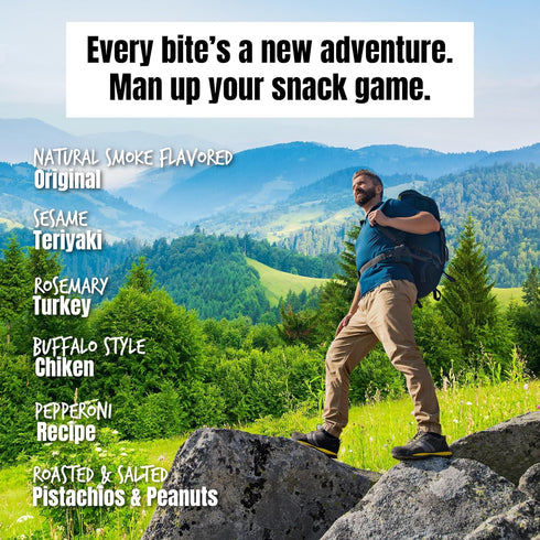 Pack Set, Manly Munch Box Jerky Gift Box, Curated Assortment of High Protein Snacks, Beef & Turkey Jerky Variety Gift