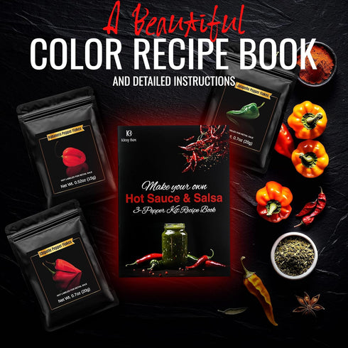 3 Set Hot Sauce Making Kit - Variety Peppers (Mild to Hot) with Accessories to Make Your Own Hot Sauce Kit For Adults
