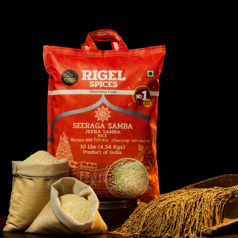 10 lbs (4.54 Rigel Spices Premium Seeraga Samba Rice - Aromatic Aged Short-Grain Rice, kg) | Authentic South Indian