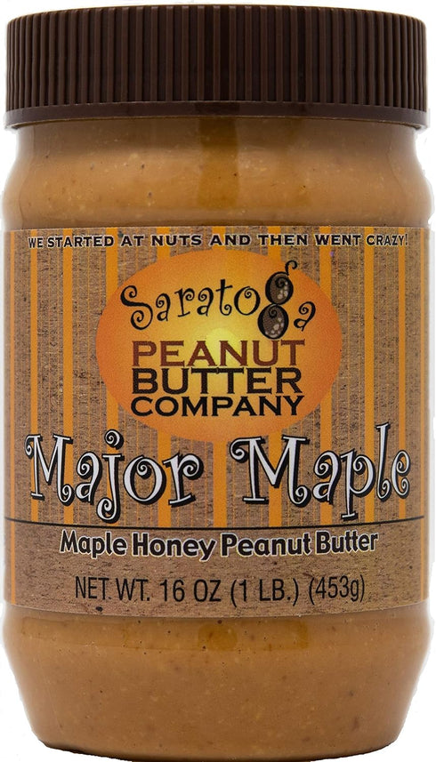 Saratoga Peanut Butter Company 2 16 JARS Major Maple - Maple Honey Peanut Butter. Ounce Jar. Low Sugar, Non GMO, Gluten