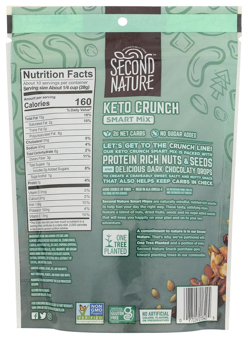 10 oz Pack 1 Second Nature Keto Crunch Smart Snack Mix, Resealable Pouch, of Certified Gluten-Free Snack