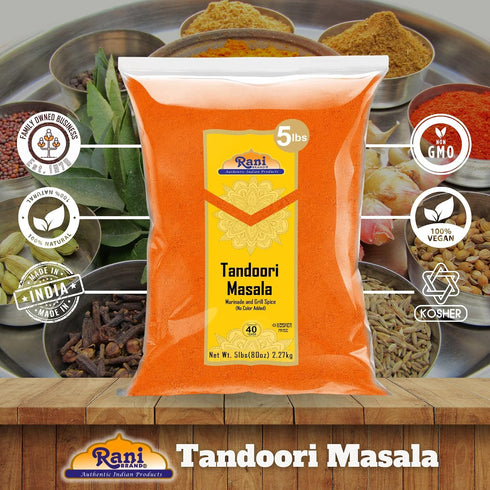 11-Spice 80oz (5lbs) 2.27kg Rani Tandoori Masala (Natural, No Colors Added) Indian Blend Bulk ~ Salt Free | Vegan |