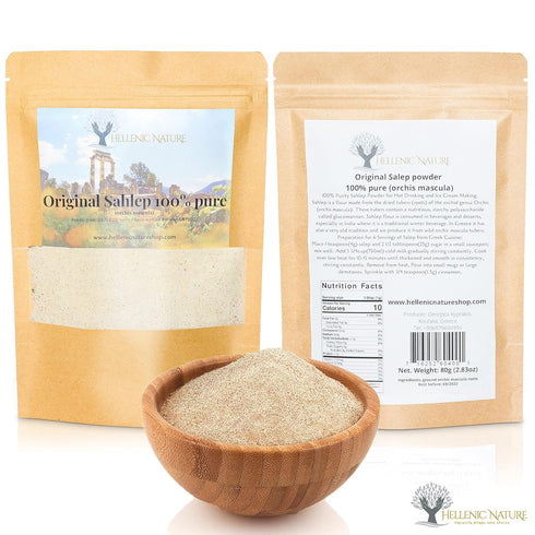 DoyPack 2.82oz 80g ORIGINAL SALEP SAHLEP SAHLAB - For Ice Cream Making or Hot Drink w/o fillers Orchis Mascula Roots