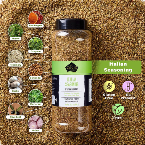 10.5 oz Cerez Pazari Italian Seasoning Classic Herb Blend with Oregano, Olive Leaf, Rosemary, Thyme & Marjoram Non-GMO