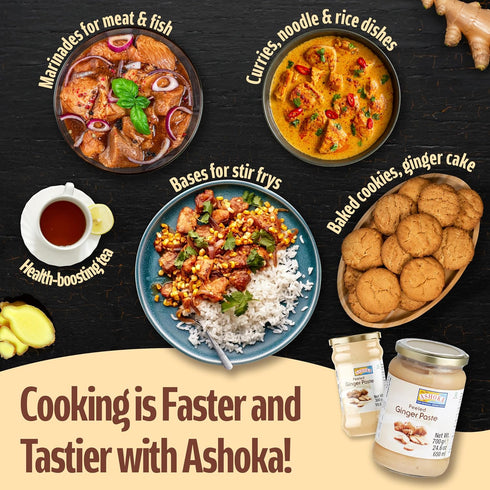 300 (Pack 1) Ashoka Ginger Garlic Paste | Fresh Cooking Paste | Vegan | Gluten-Free | Kosher Certified | Non-GMO | No