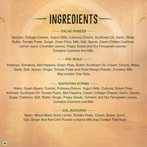 Pack 6 10 Kitchens of India Ready To Eat Dinner Variety of - Ounces, Authentic Vegetarian Indian Food, Gluten-Free