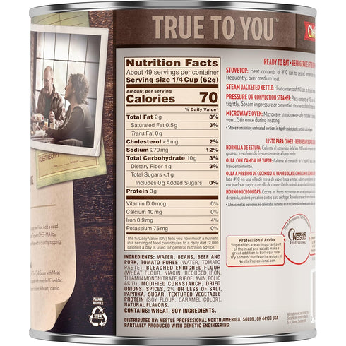 6 lb 12 oz (#10 (Pack 2) Chef-mate Hot Dog Canned Chili Sauce with Meat, Ready to Eat, Can Bulk)